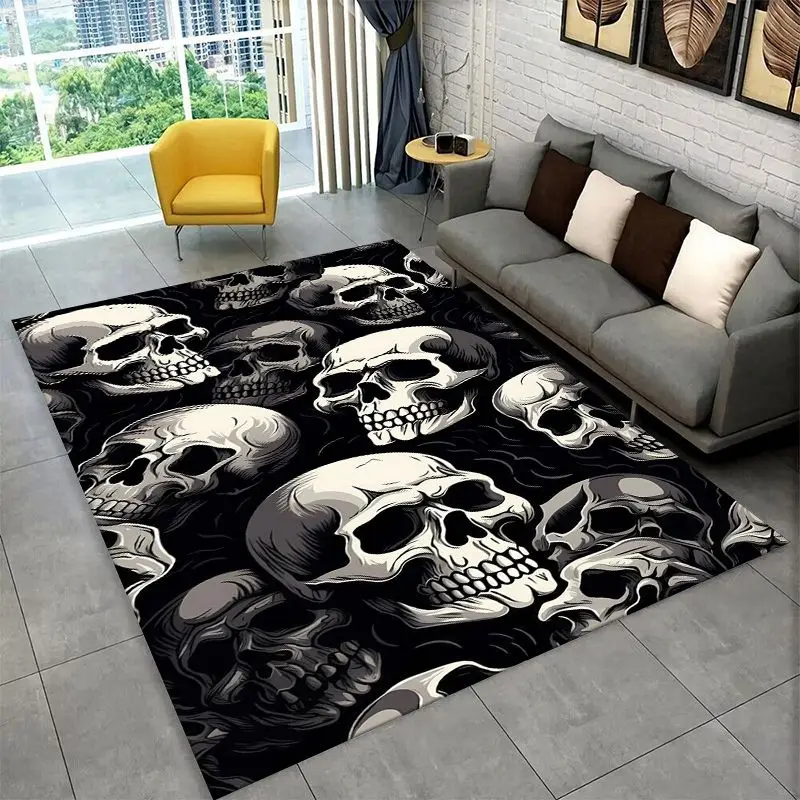 Horror Skeleton Skull Gothic Large Area Rug Non-slip Durable Carpet for Bedroom Living Room Sofa Doormat Home Decor Floor Mat