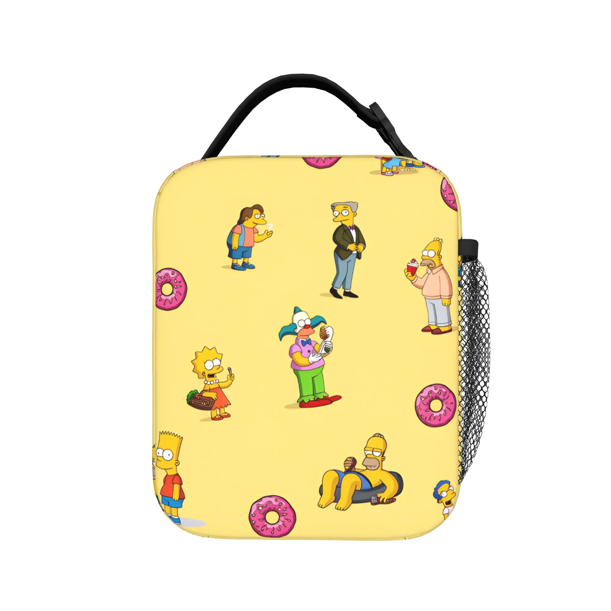 S-Simpsons Happy Family Scene Lunch Bag  Portable Zipper Lunch Box Child Outdoor Picnic Cooler Bag Kawaii Oxford Tote Food Bags