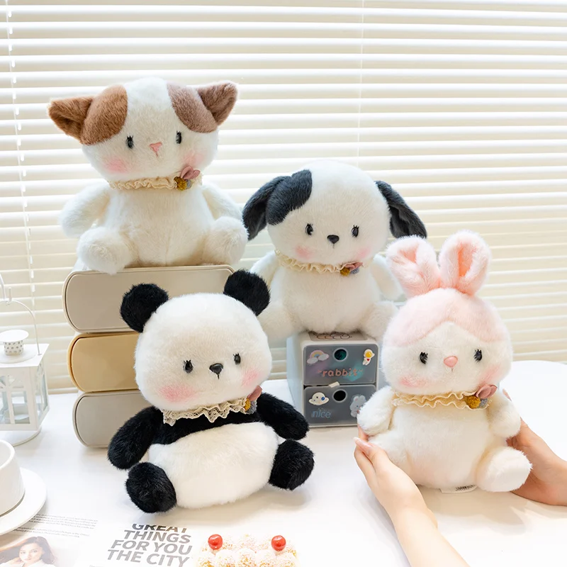 

12/16/23cm Cartoon Hairy Plush Toys Lovely stuffed Dolls Table Companion Plush Toys Cat Rabbit Bear Dog Home Decoration Pillow
