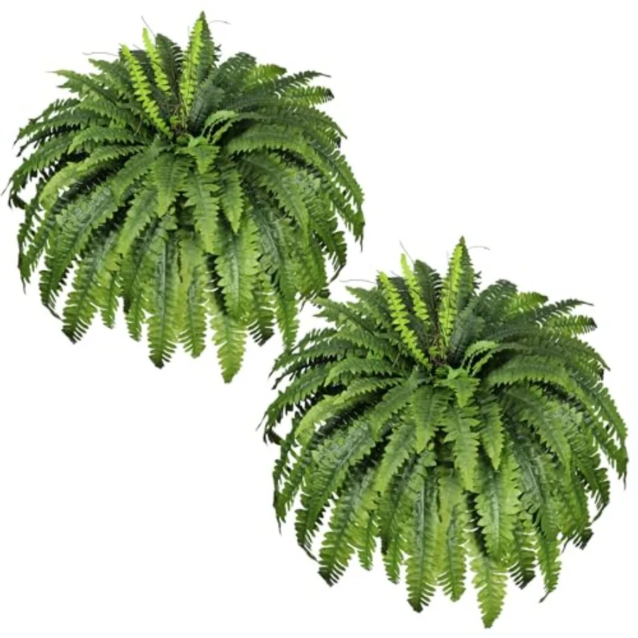 

Искусственные папоротники для улицы и дома, 51 шт., большие искусственные растения с 66 листьями, 2 упаковки, искусственная зелень для веранды