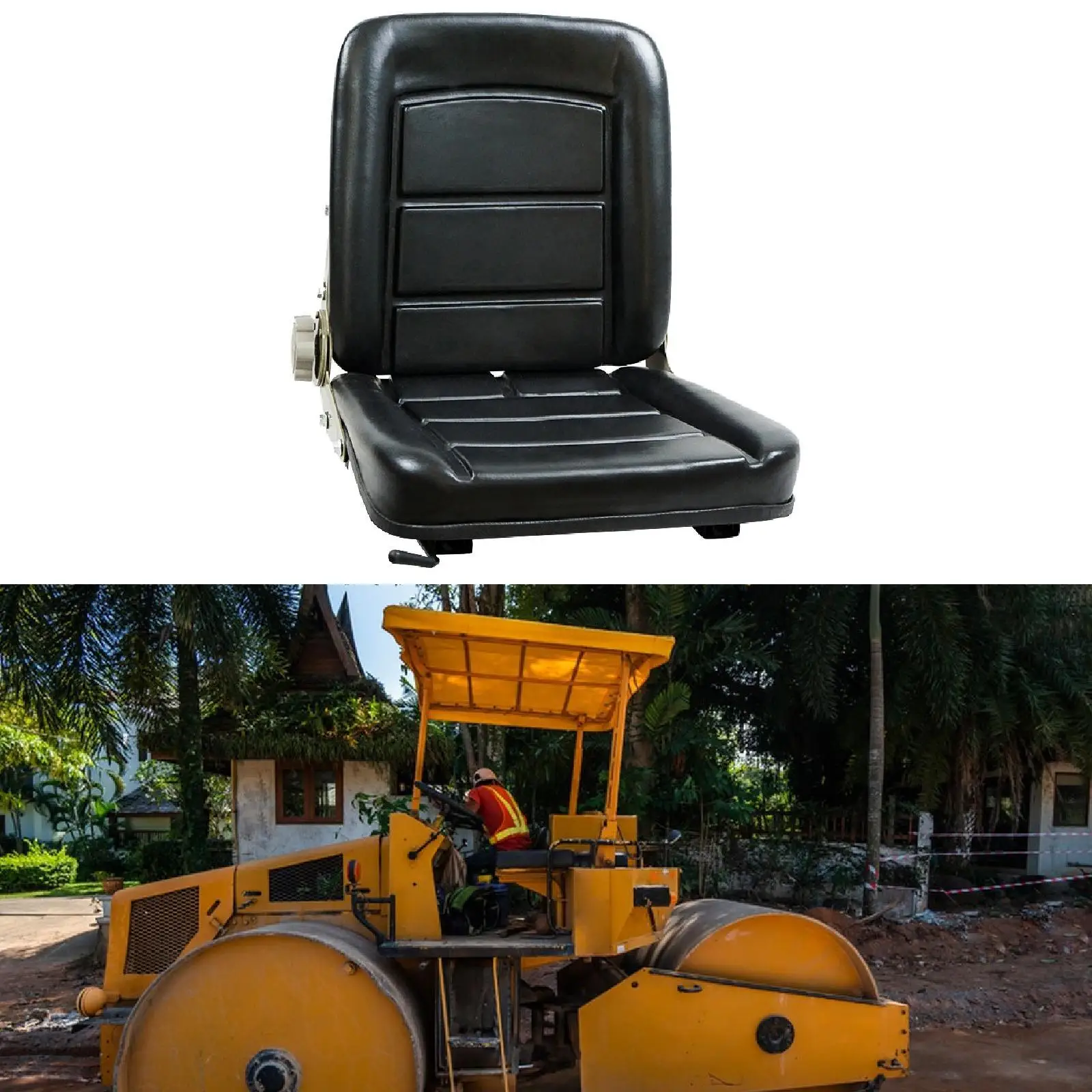 Universal Forklift Seat Adjustable Reliable Easy to Install PU Leather Waterproof Accessories Replace for Loader Bulldozer