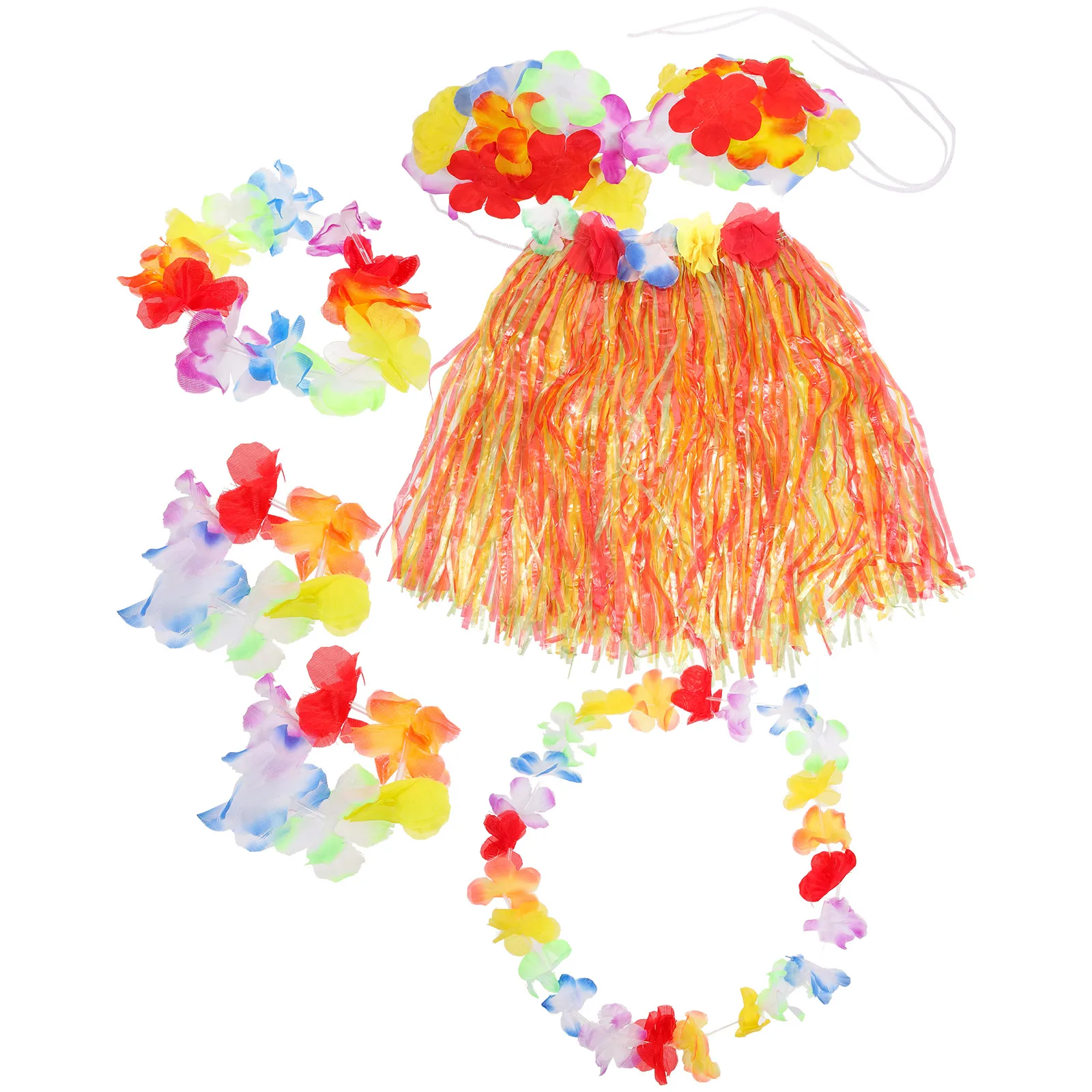 

6 Pcs Dance Costume Accessories Tropical Grass Outfit Funny Hawaiian Party Outfits Make up Man