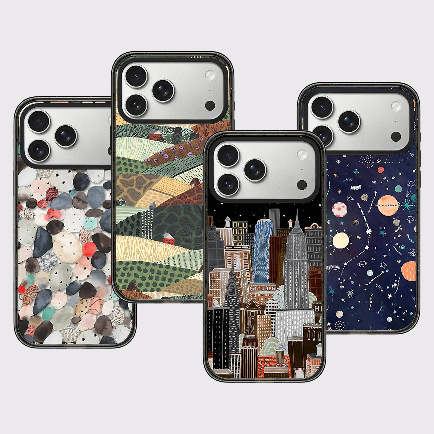 Colored Stone Painting Impact Black Border Magnetic Phone Case Cover for IPhone 13 14 15 16 17 Pro Max Case for IPhone Air