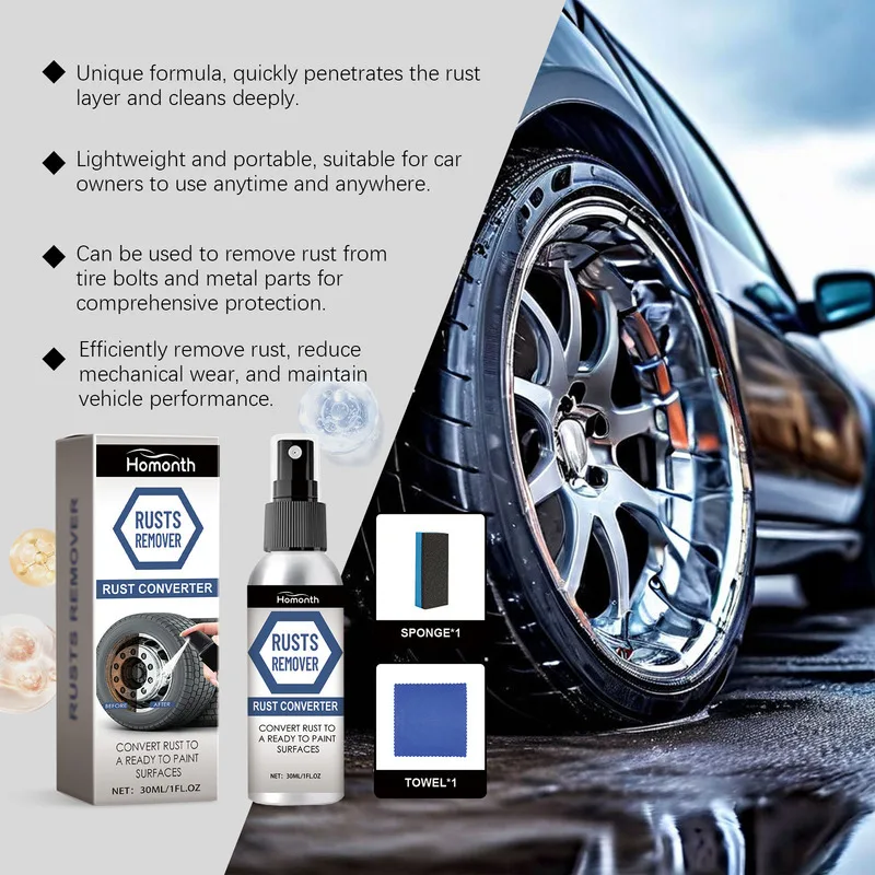 

Car Tire Spray Stain Dustproof Steel Rim Rust Removal Polishing Cleaner Car Wheel Rust Stain Remover