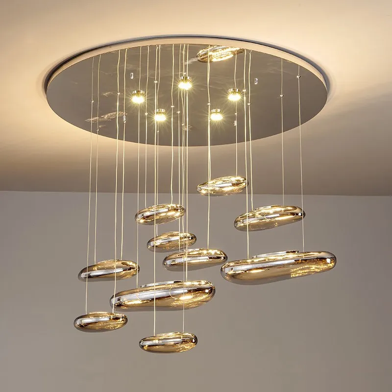 Postmodern  Water Drop Silver Gold LED Ceiling Chandelier Lighting Lamparas De Techo Suspension Luminaire Lampen For Living Room