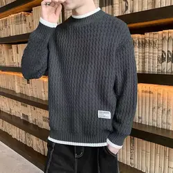 Blue Crewneck Knit Sweater Male Pink Round Collar Men's Clothing Black Pullovers Business Long Sleeve 100% Ugly Sale Fun X Mode