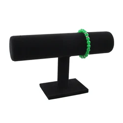 Black Velvet Watch Bracelet Display Chain Bangle Holder T-Bar Rack Jewelry Display Organizer Hard Display Stand
