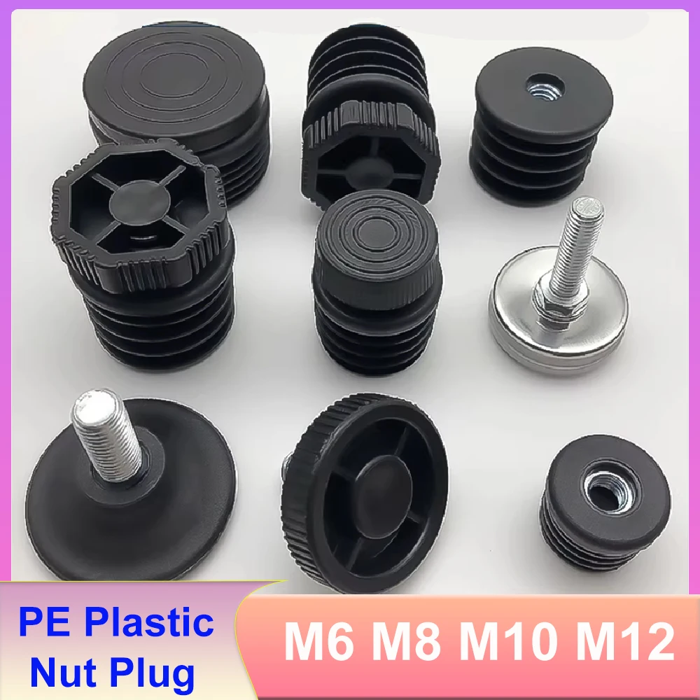 M6 M8 M10 M12 PE Plastic Nut Plug Round Tube Plug Furniture Tube Cover Shock-Absorbing Protection Dia13/16/22/30/35/42/48/50/60