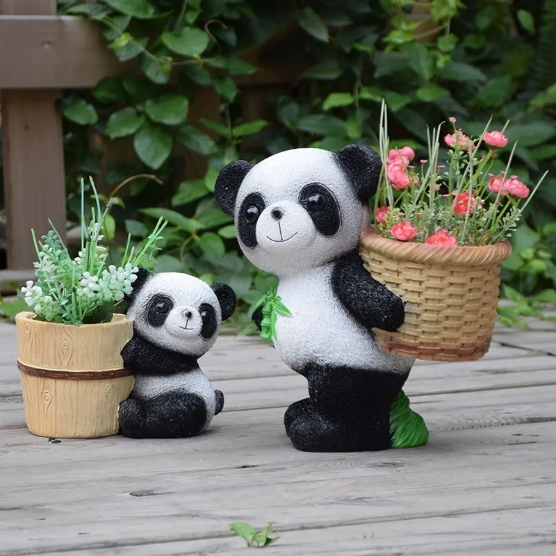 

Balcony Succulent Flower Pot Outdoor Garden Simulation Panda Small Ornament Flower Tank Garden Cartoon Animal Resin Decoration