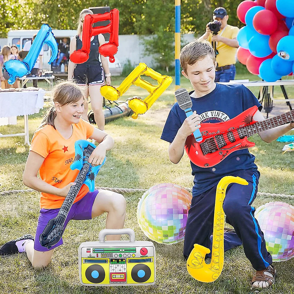 Inflatable Guitar Foil Balloon Piano Musical Instrument Toys Rock Star Rock Roll Birthday Party Decoration 80s 90s Party Supplie