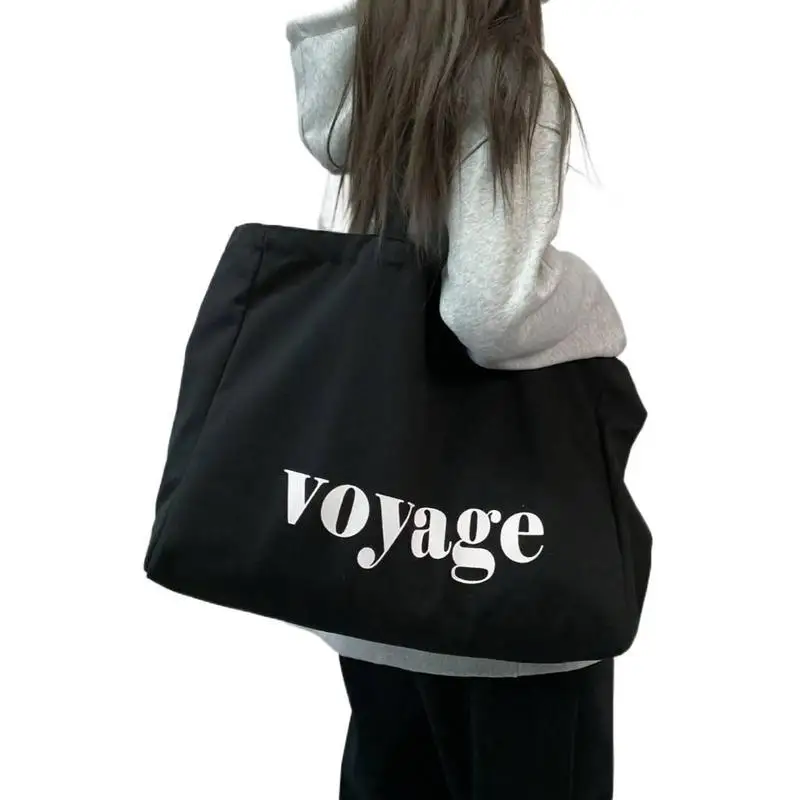 Simple Artisitc Large Capacity Canvas Bag Women's Shoulder Yoga Basg Travel Vacation College Student Handbag