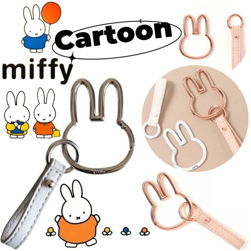 

Miffy New Creative Fashion Keychain， Cartoon Cute Exquisite High-Value Small Rabbit Head Spring Clip Mobile Phone Key Pendant