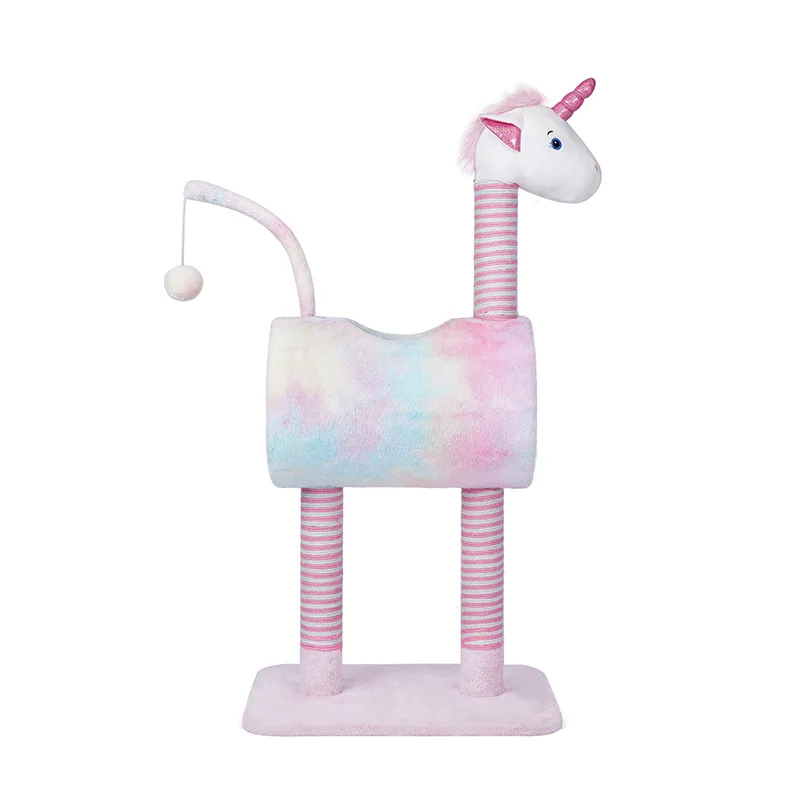 Cat Scratching Post Unicorn Cat Climbing Frame Scraper Tree Tower Toys For Cats Kittens Play Tunnel House Pet Furniture Sisal