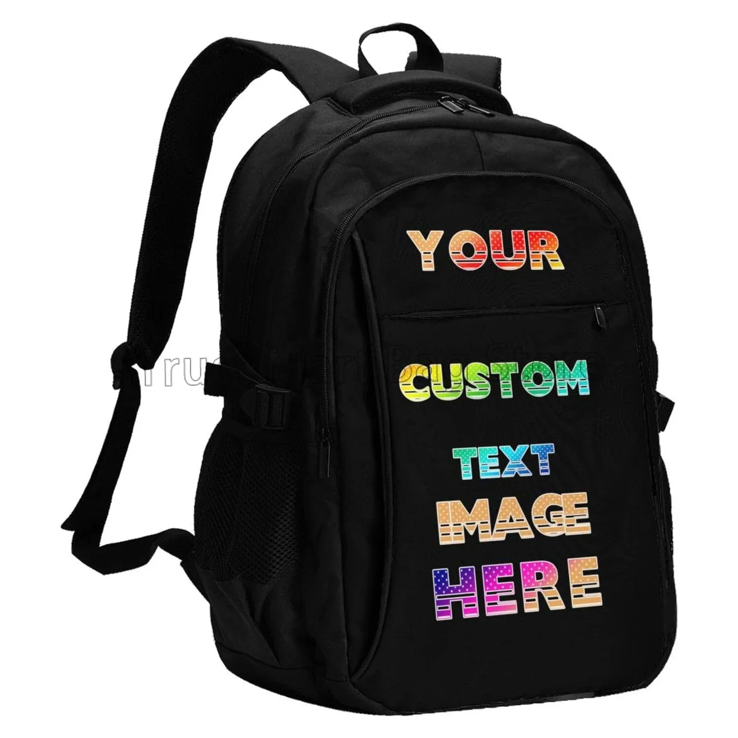 Custom Travel Laptop Backpack Personalized for Men Women with Name Photo Customized Computer Bags with USB Port 18x13.4x8.3 Inch