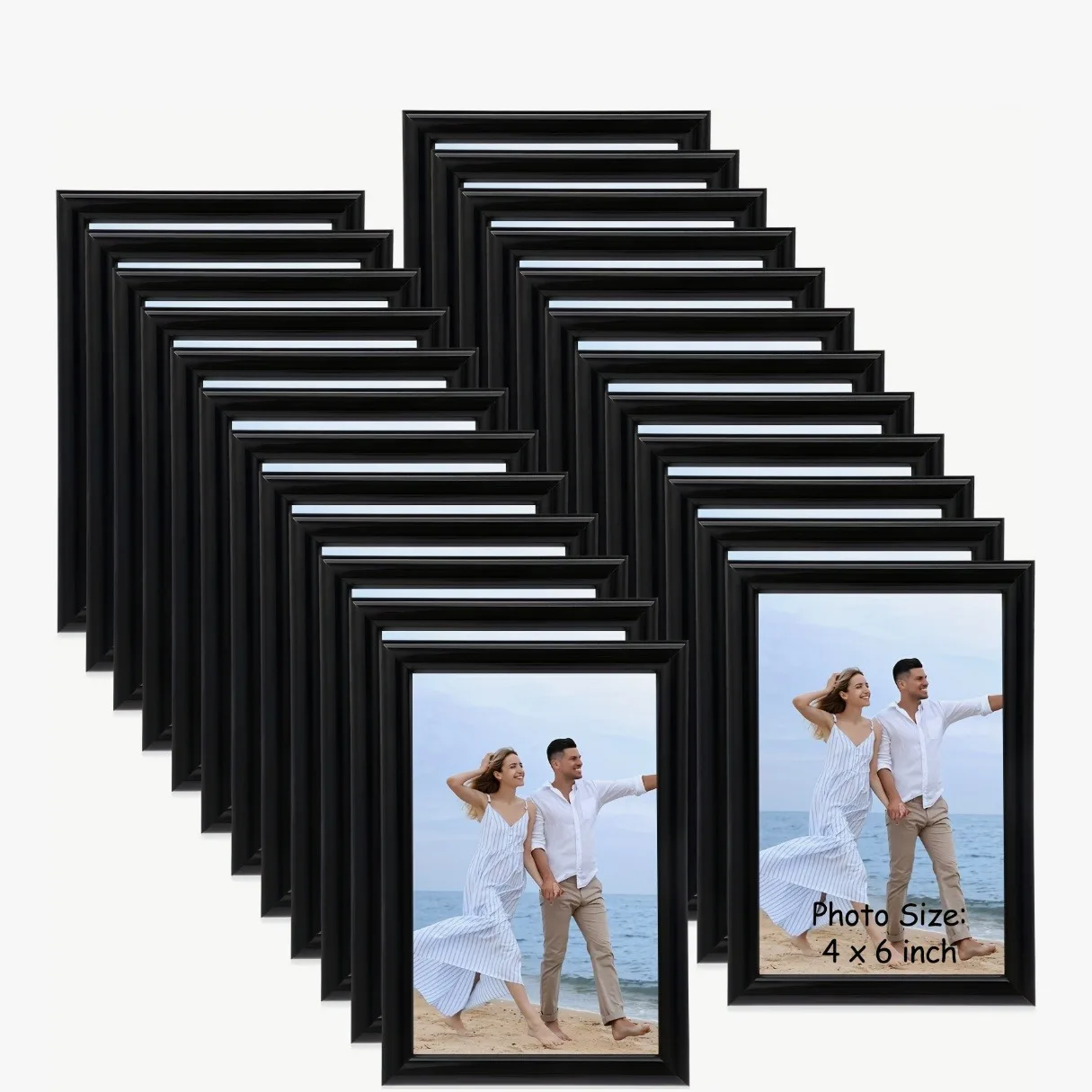 24pcs Black 4x6 Inch Photo Frames – Classic Vertical Design for Wall Hanging or Tabletop Display, Ideal for Home Decor, Office S