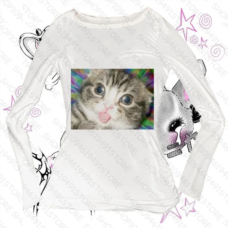 

Punk Aesthetic Vintage Y2K Long Sleeve T-shirt Print Cute Grunge Tee Emo Girls Clothes Gothic Fairycore Women's Streetwear