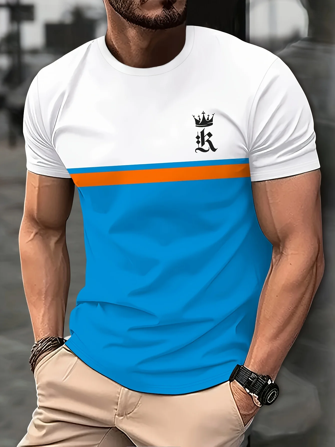 2024 Mens New Office Clothing Summer Breathable T-Shirt High Temperament Attendance Short Sleeved Round Neck K King Logo T-Shirt