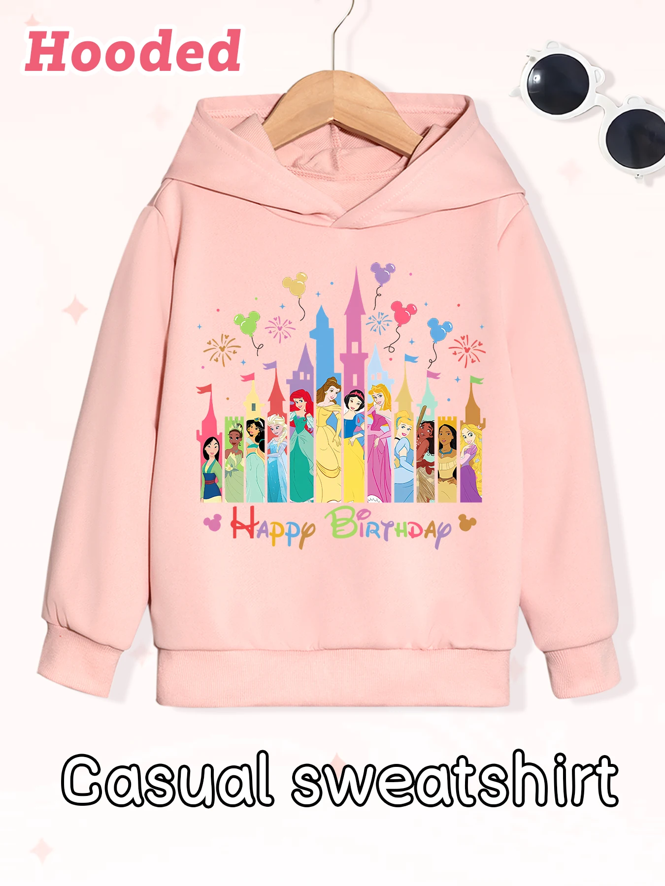 

Disney Casual Children's Fashion Hooded Sweater, Trendy Versatile Hoodie, Printed with Princess Series Patterns