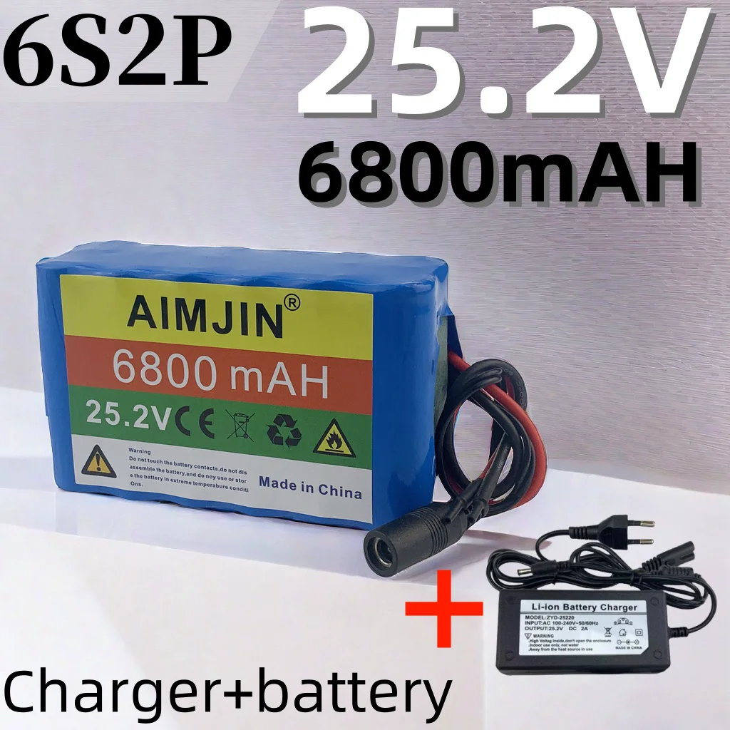 

25.2V 6s2p 18650 6800mAh lithium-ion battery pack, electric commuting equipment, electronic DIY equipment battery+charger