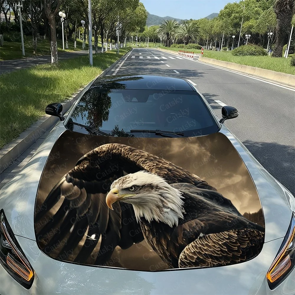 Retro Eagle Fly Car Hood Sticker PVC Self Waterproof Stick, Striking Auto Exterior Accessories Decor Protect Gift for Car Lover