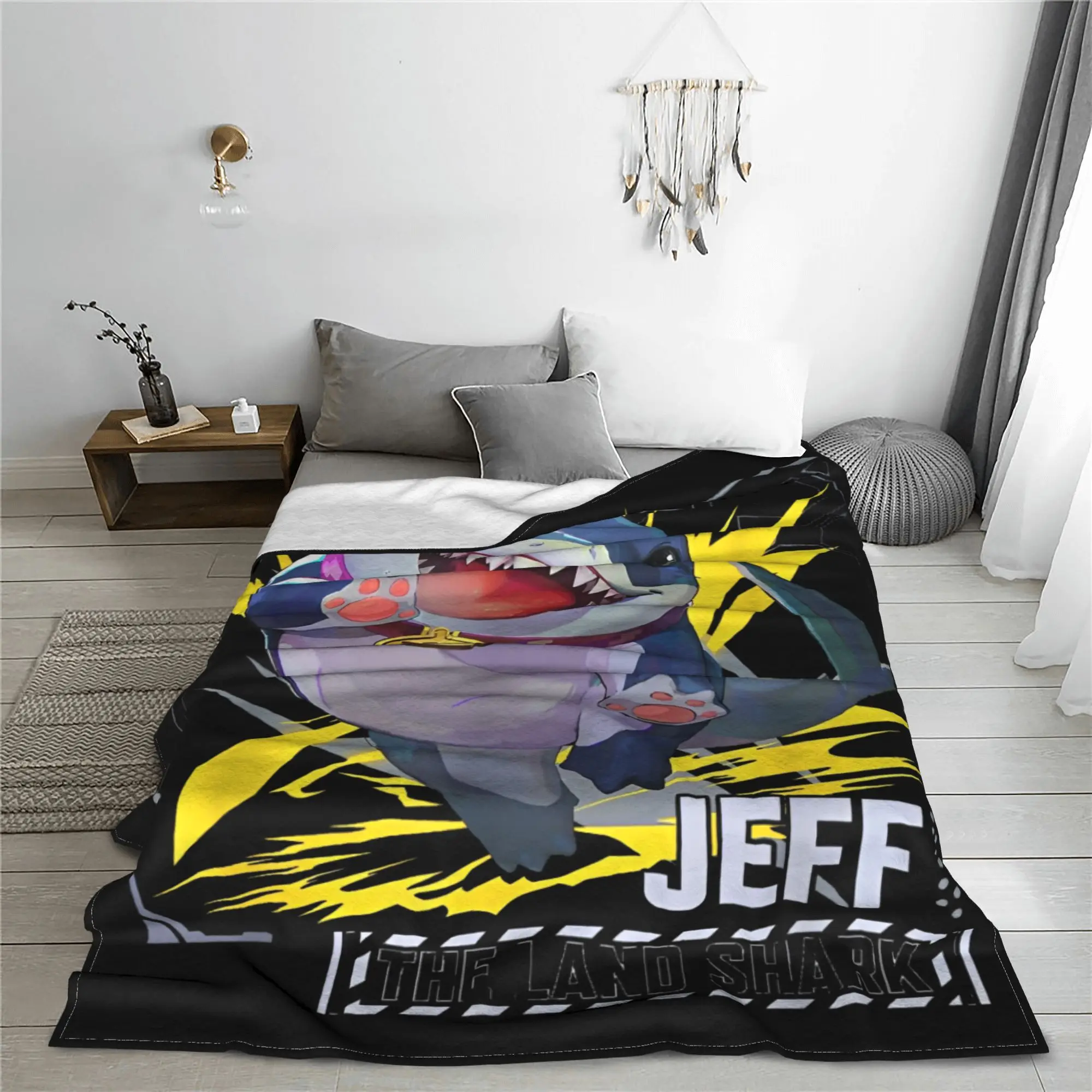 Marvel-Rivals PVP Jeff the Land Shark Blanket Gamerverse Super Hero Flannel Throw Blankets Bed Sofa Soft Warm Portable Rug Piece