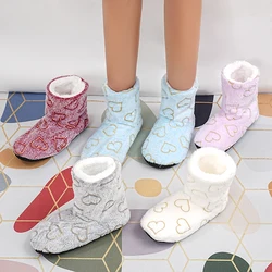 Gold-Stamped High-Top Warm Slippers Suitable For Indoor Use Confinement Shoes Autumn And Winter Warm Plush Boots