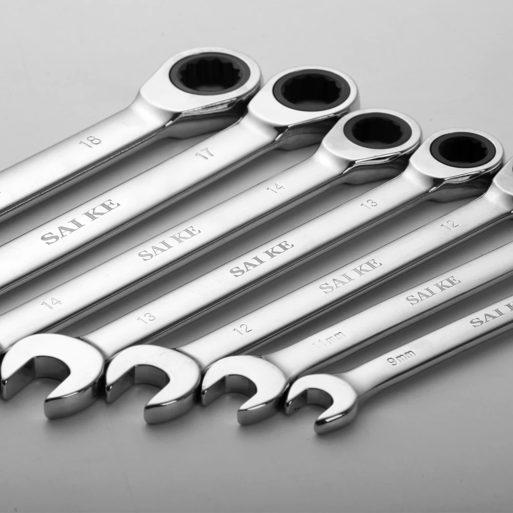 8-19mm Ratcheting Box Combination Wrenches Set for Car Repair Ring Spanner Hand Tools A Set of Key