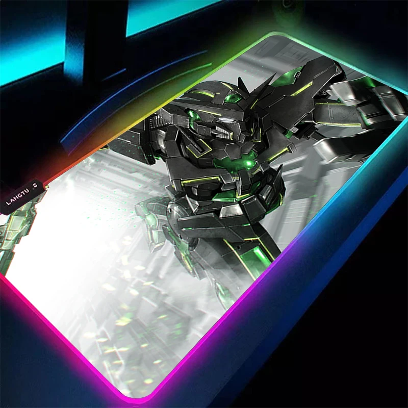 

RGB LED Mouse Pad Rubber Mousepad Computer Gaming Accessories Mechanical Warrior Gundam Keyboard Pad Decoracion Desk Mouse Mat