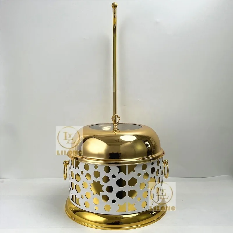 Luxury White And Gold 8L Stainless Steel Chafing Dishes Buffet Food Warmer Chafer For Catering