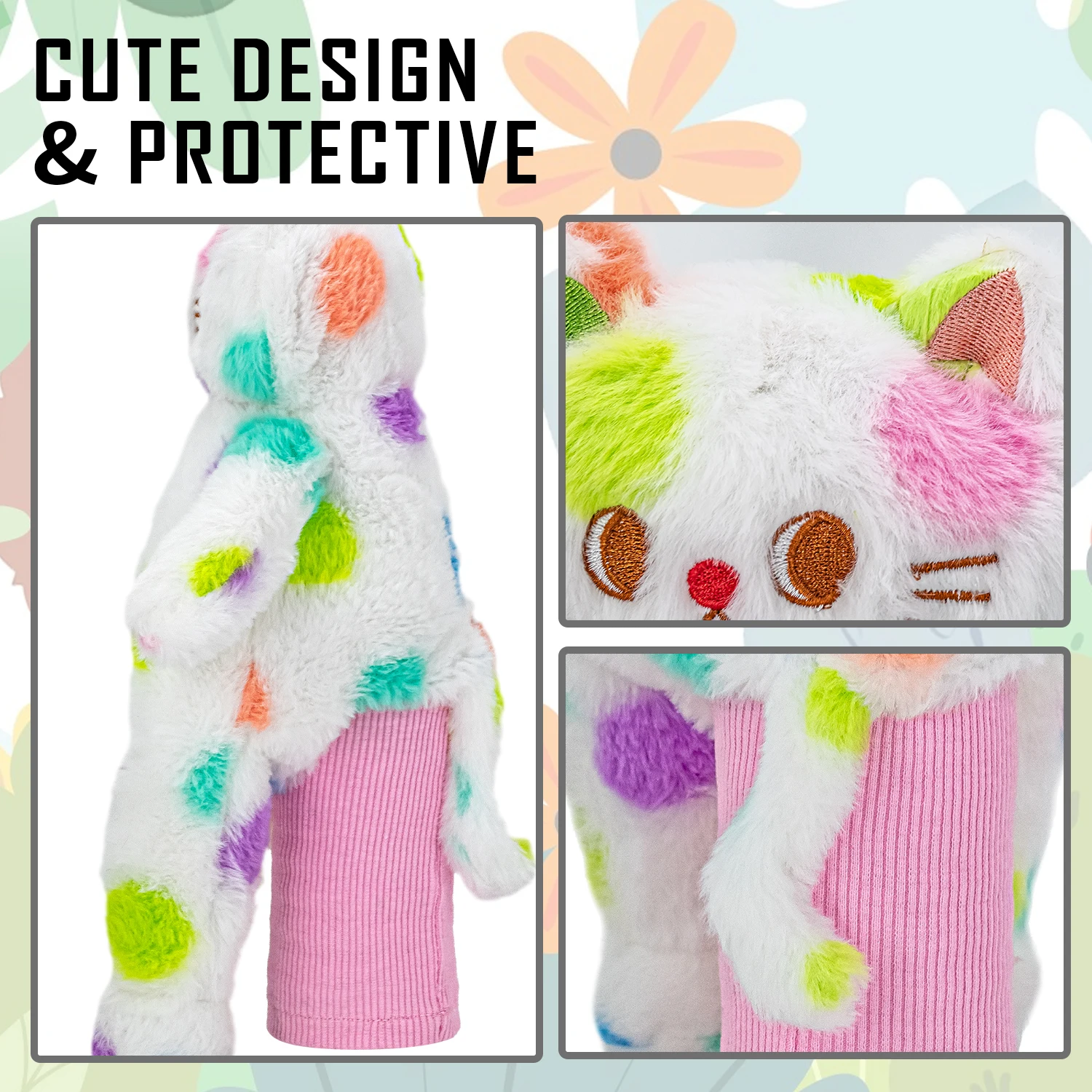 1PC Rainbow Polka Dot Cat Plush Golf Wood Headcover Medium Size Cartoon Doll Golf Club Head Cover Protector Golf Accessories view 4