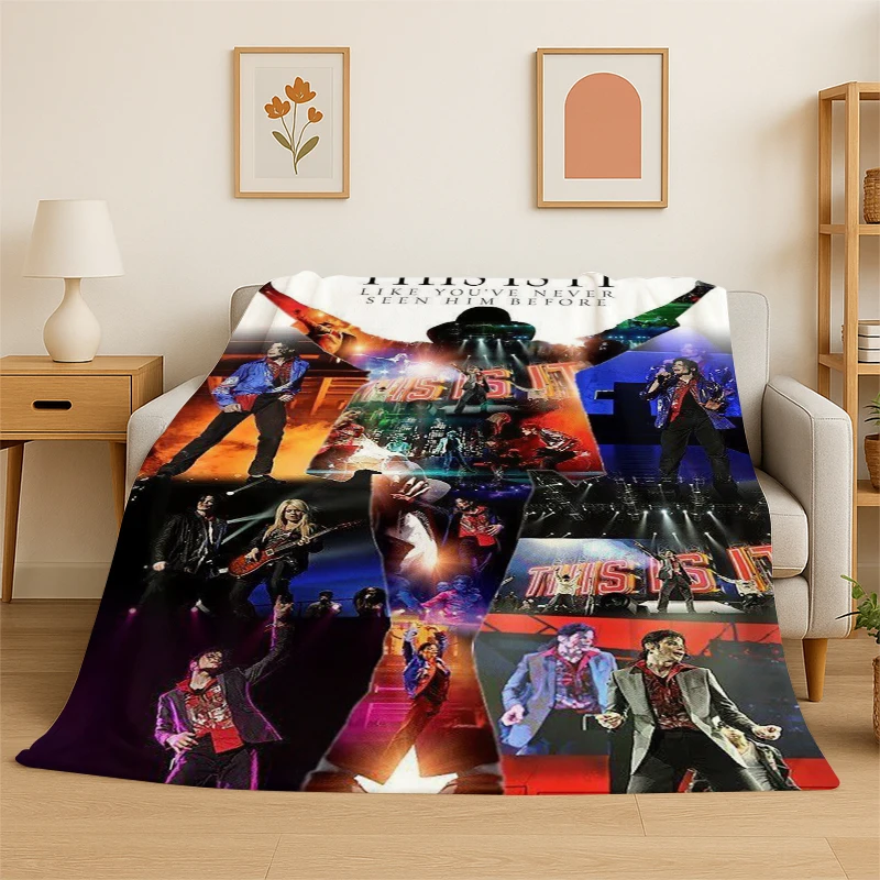 King of Pop Star MJ Michael Jackson Flannel Blanket Soft Warm Throw Blanket for Bedroom Living Room Bed Travel Camping Picnic