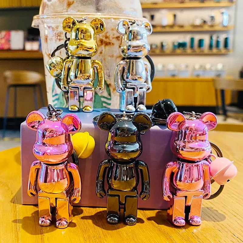 High Quality Black White Bear brick Action Figures Block Bear PVC DIY Keychain Keyring Pendant Paint Doll Mini Brick Figure Toys