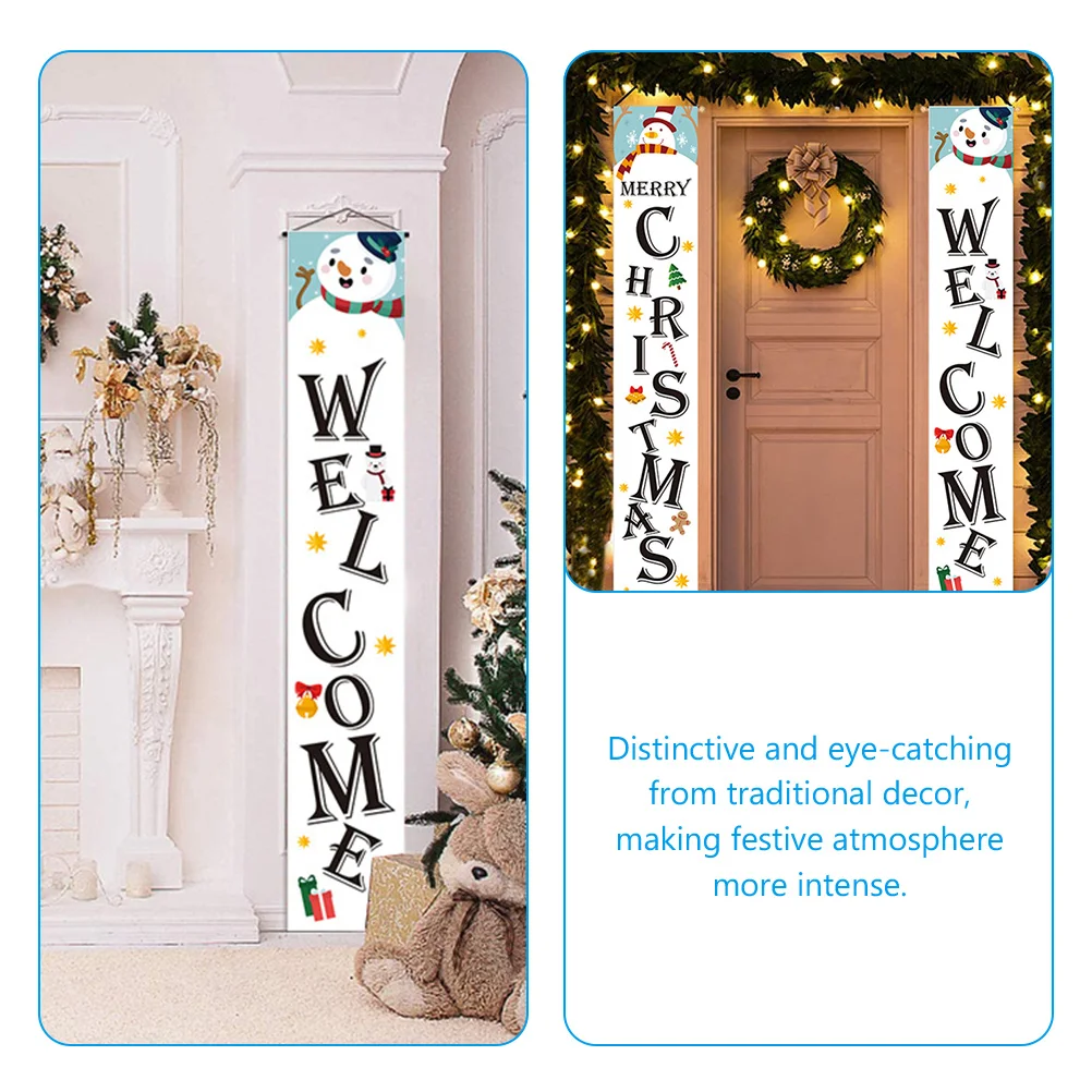 

Christmas Porch Decor Door Curtain Decoration Merry Outdoor Sign Banner Decorations