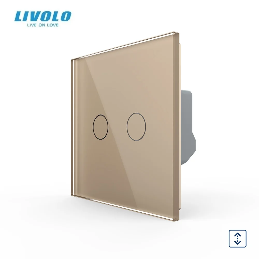 Livolo EU Standard Electrical Wall Curtain Switch Luxury Tempered Crystal Glass Panel AC110-250V/50-60Hz for Curtain Garage Door