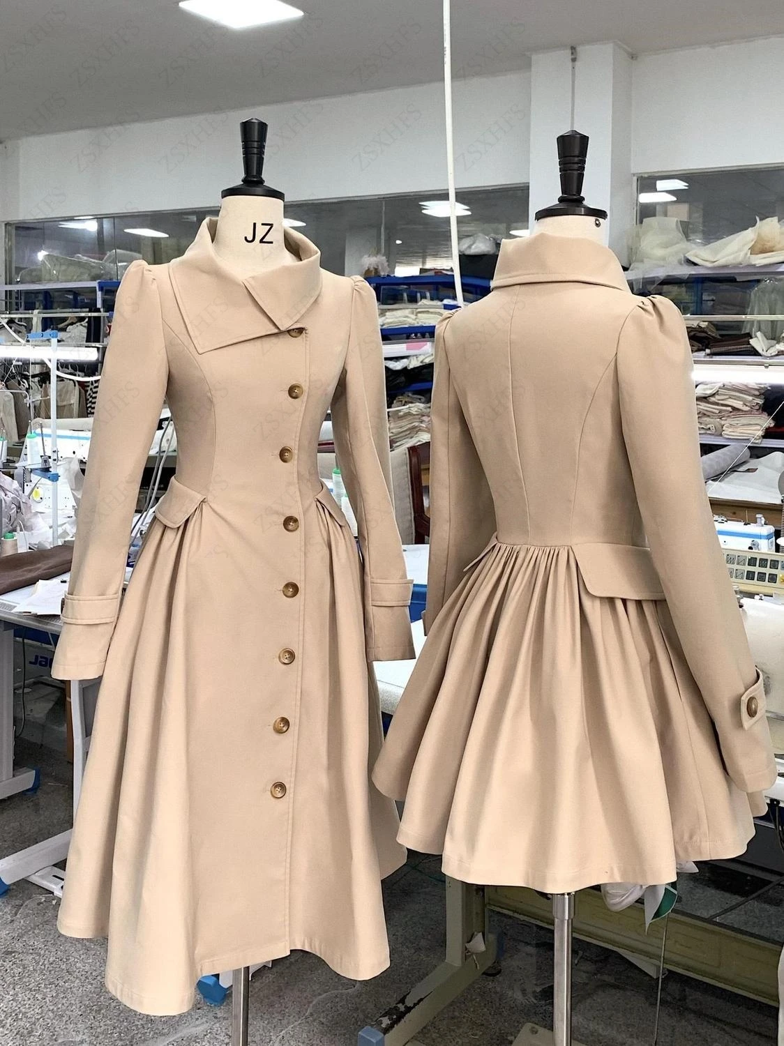 

khaki Female High-end Thick Mid-Long Temperament Outwear Women's Autumn Winter Belt Popular Woolen Korean Fashion Wool Jackets