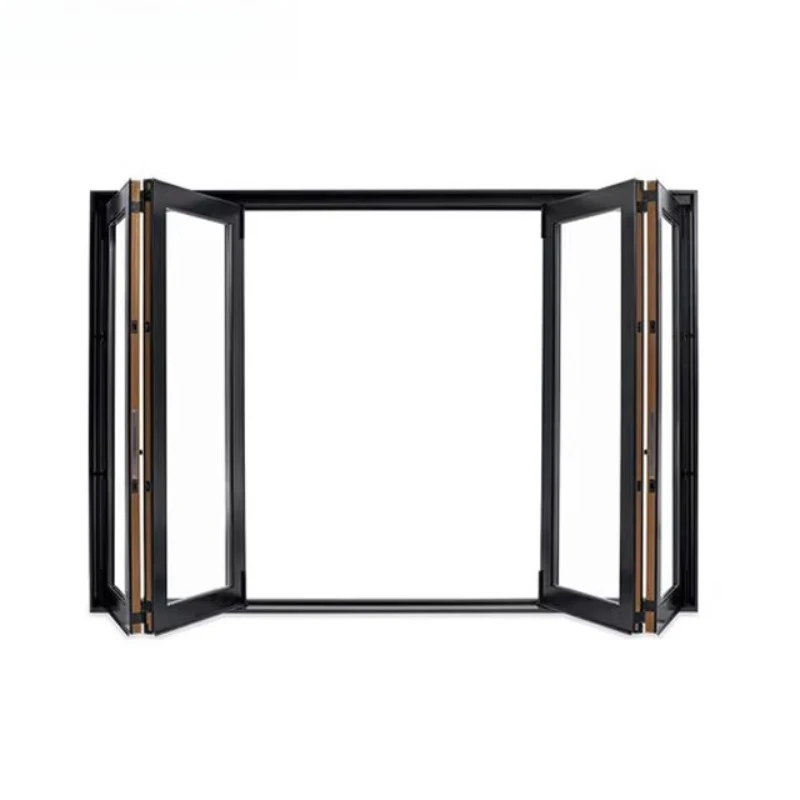 Modern design aluminum balcony folding door, double-fold accordion, exterior glass sliding patio