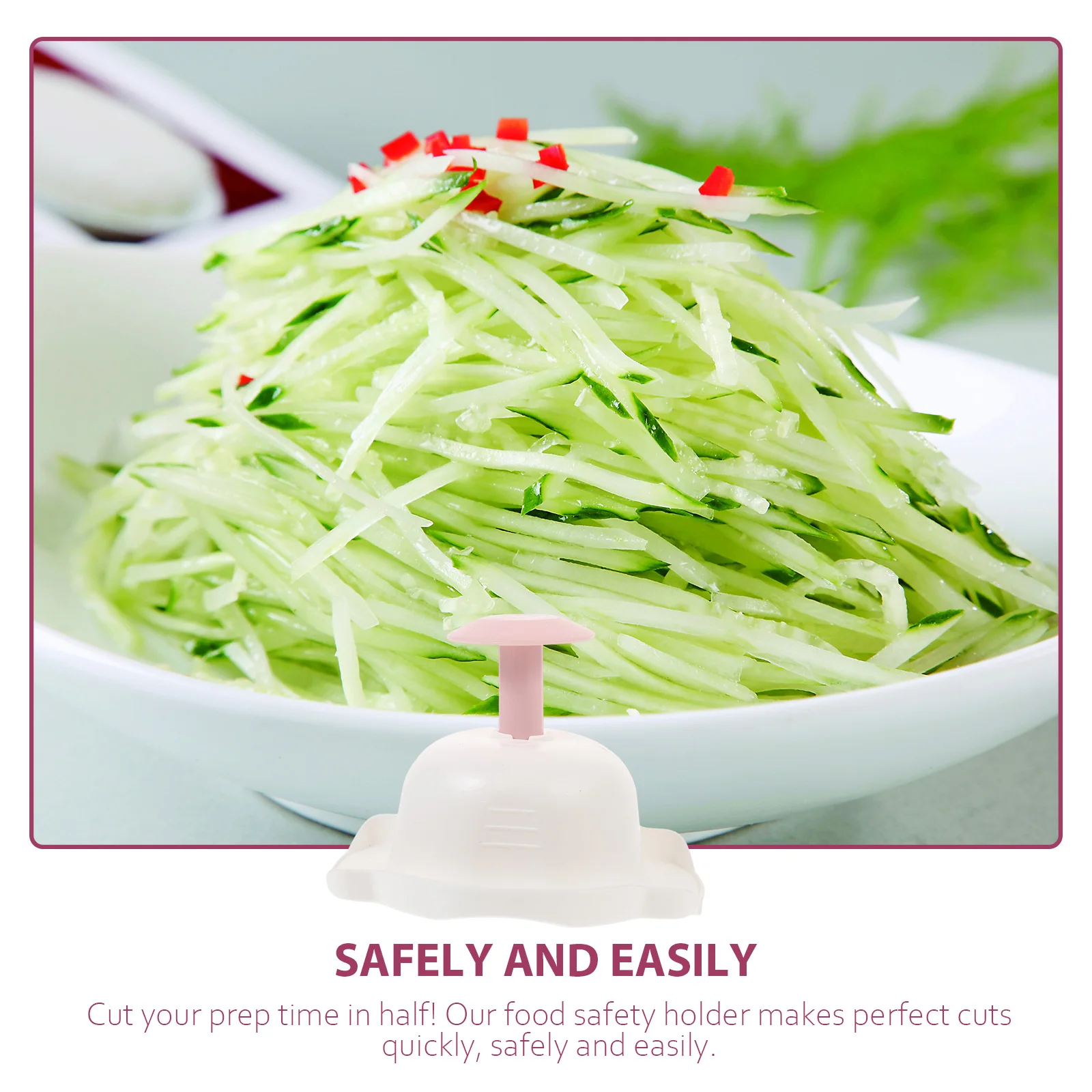 

1pc Food Slicer Guard Premium Finger Protector For Vegetables Fruits Meats Compact Hand Guard Easy Clean Use Pink White