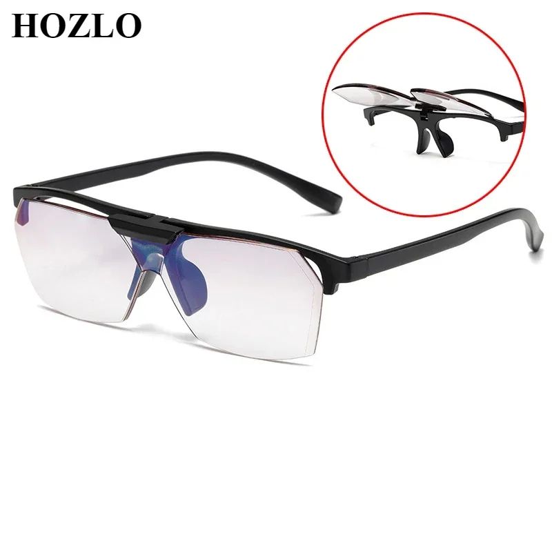 

New Unisex Women Men Flip Up Lenses Anti Blue Light Reading Glasses Magnifier Look Near Far Hyperopia Spectacles Driving Fishing