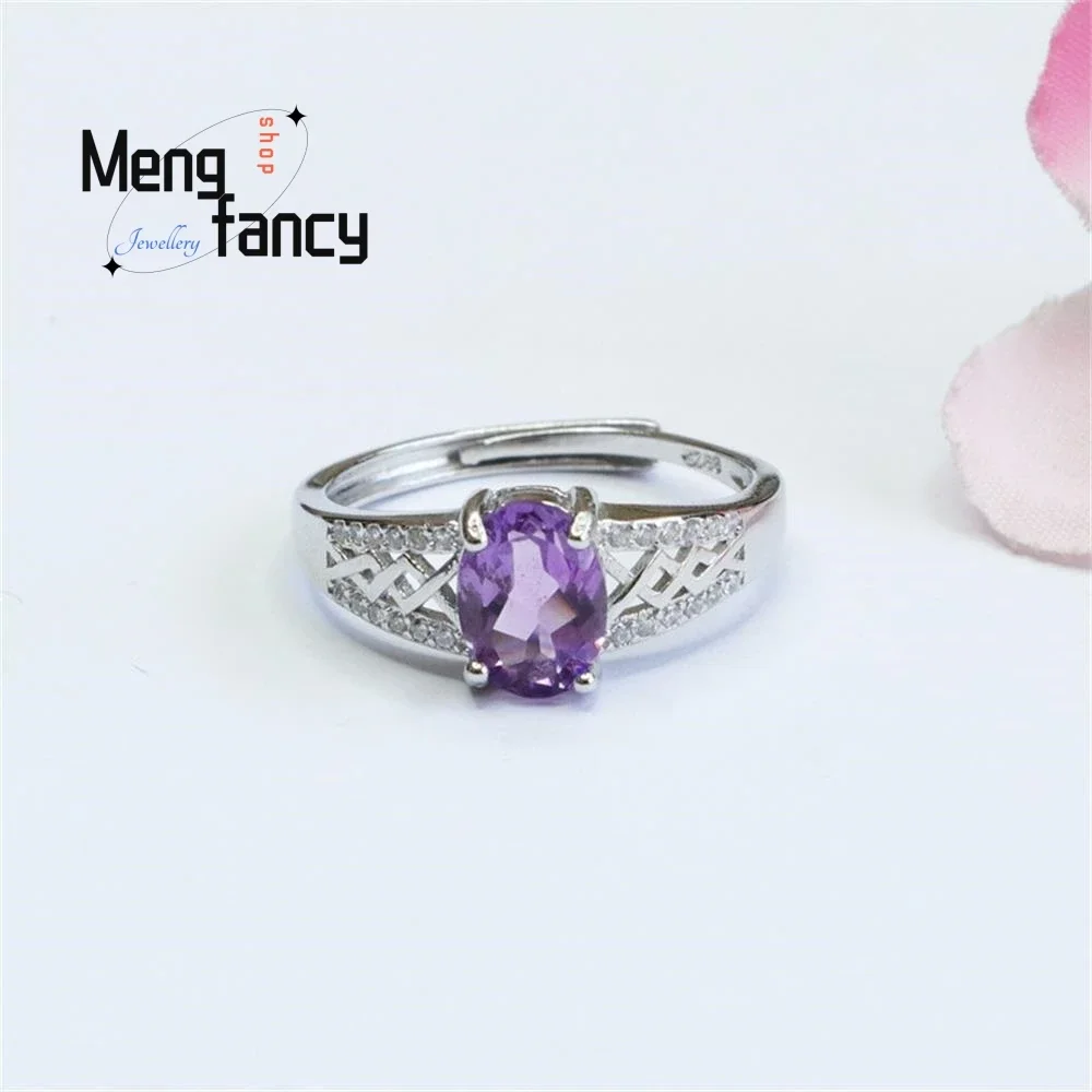 

S925 Silver Natural Amethyst Ring Colourful Exquisite Elegant Simple High-grade Charm Fashion Jewellery Accessories Holiday Gift