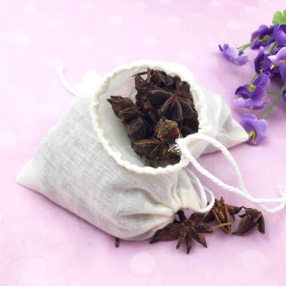 50 шт. сетчатые мешки на шнурке, хлопчатобумажный фильтр для специй