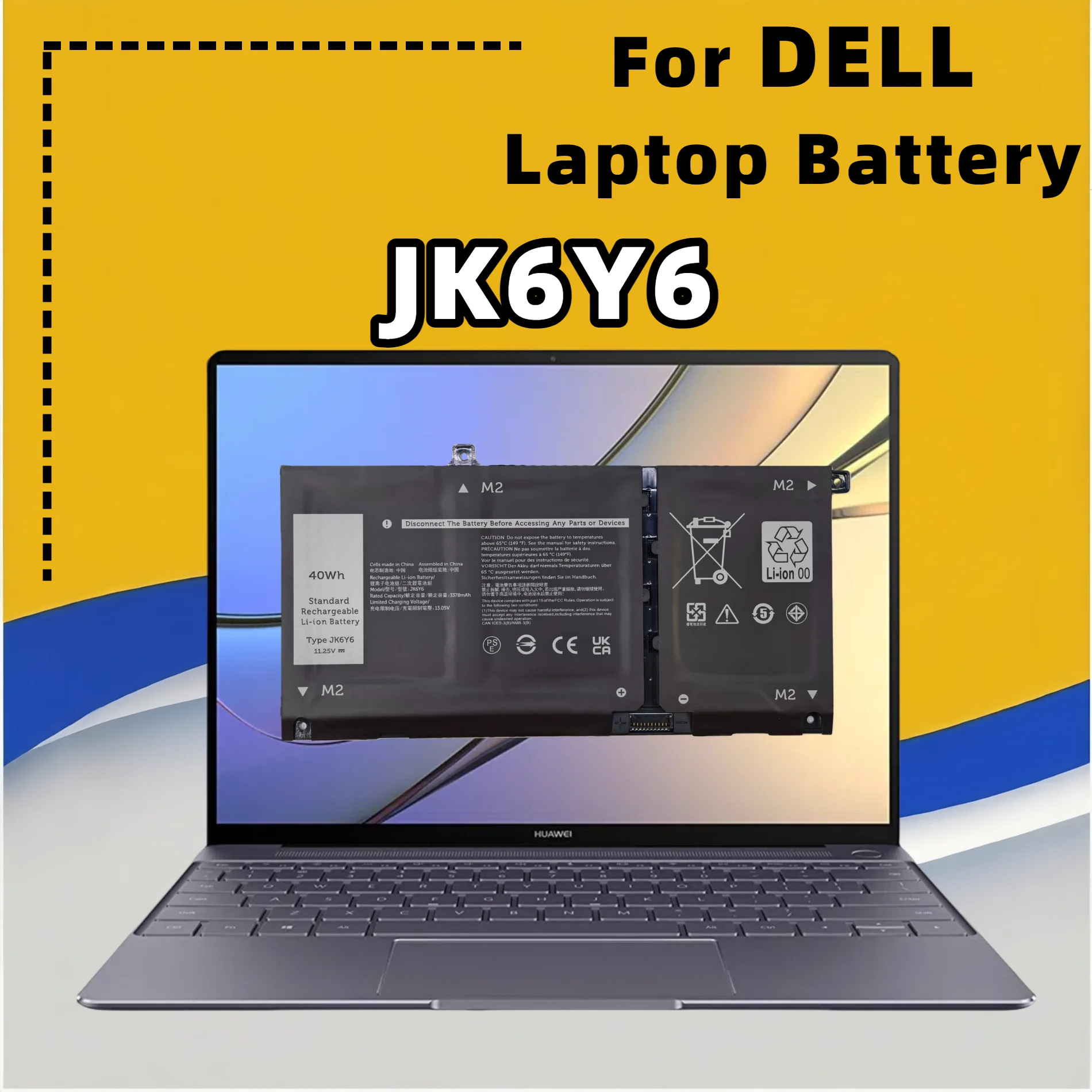 

FRLESUI For DELL Inspiron 5408 5508 5509 5400 5406 7405 7500 7506 2-in-1 For DELL Latitude 3410 3510 H5CKD JK6Y6 Laptop Battery