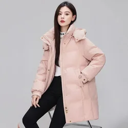 2025 New Warm Cotton Padded Jacket Long Down Cotton Coat Women Parkas Autumn Winter Overcoat Hooded Outwear Ladies Down Jacket