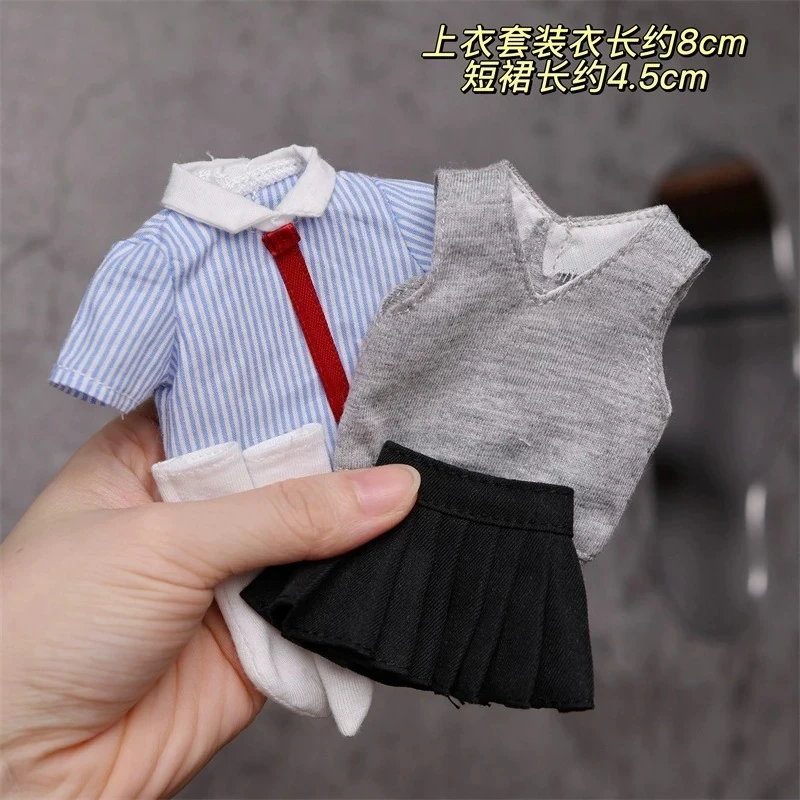 1/6 Scale Knitted College Style 4 Piece Outfit Pleated Skirt Clothes Model Fit Azone/OB22/OB24/OB26 Blythe Toy Figures Decor