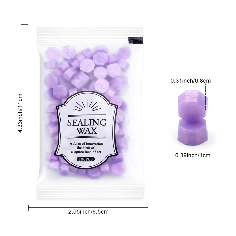 100Pcs/pack Wax Seal Beads Octagonal Mixed Color Vintage Sealing Wax Beads for Diy Scrapbook Wedding Invitation Envelope Card