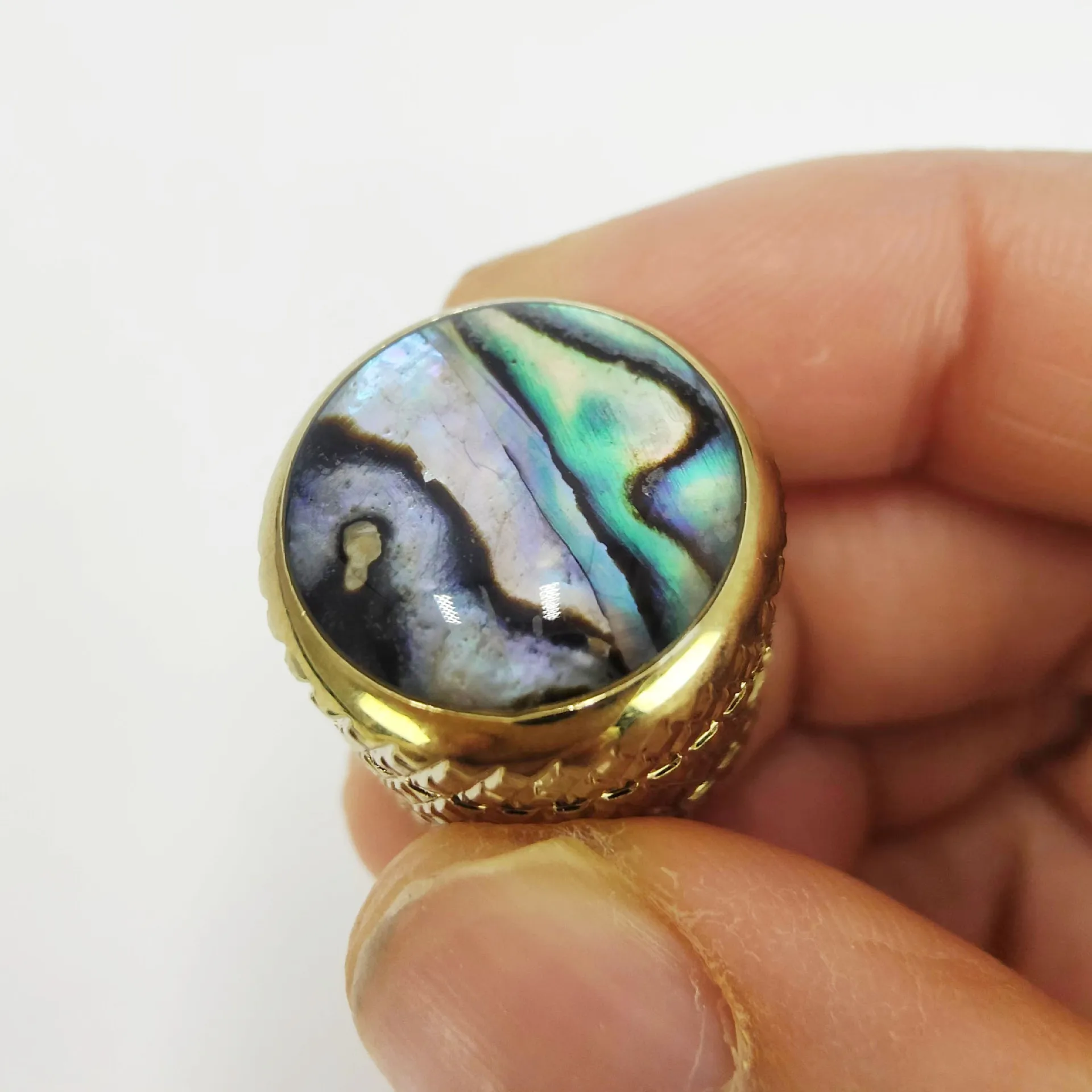For Electric Guitar & Bass Genuine Abalone Shell Top Knobs Metal Dome Volume/Tone Control Knob
