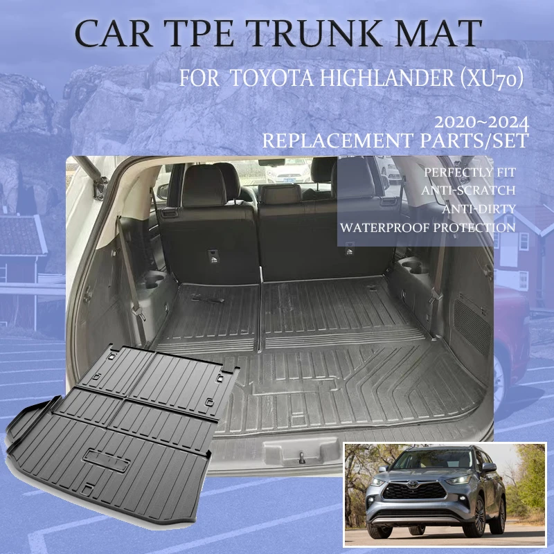 

TPE Car Boot Trunk Mats For Toyota Highlander XU70 2020~2024 7seat Waterproof Rear Trunk Mat Carpet Storage Pad Auto Accessories