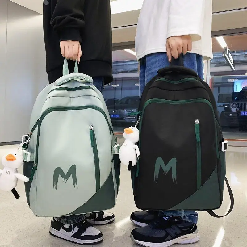 High Capacity High School Backpack for Men And Women College Students Dual Shoulder Bag Campus Style Waterproof Soft Material