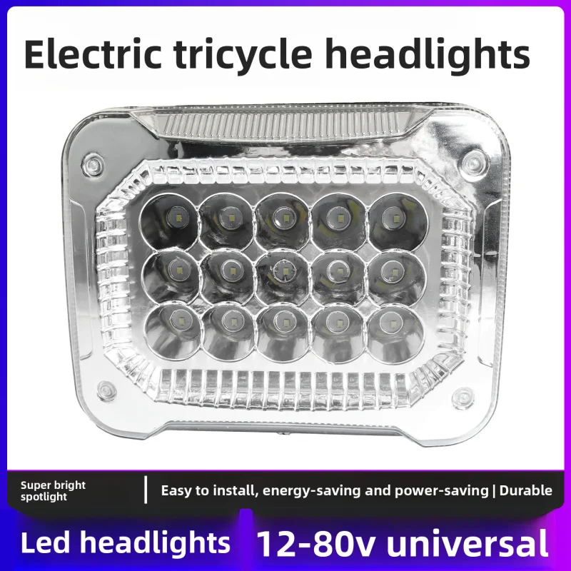 

Electric tricycle headlight assembly, motorcycle lighting lamp - LED front projector lamp, 12V - 80V universal headlight bulb.