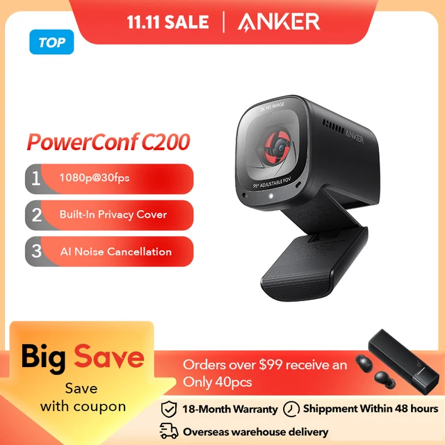 Anker PowerConf C200 2K usb webcam para computador portátil câmera mini  camera profissional web cam ai-cancelamento de ruído estéreo microfones de  correção de pouca luz - AliExpress 7