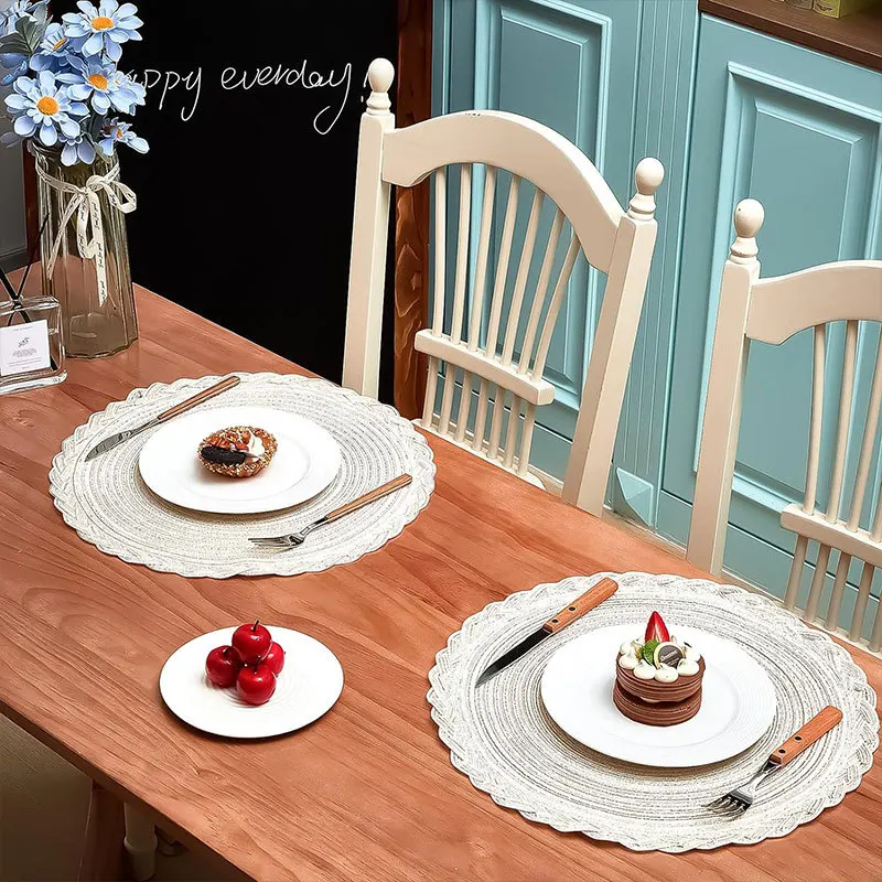 Round Woven Ramie Table Mat, Vinyl Individual Placemats for Table, Heat Insulation, Home Decoration - view 5